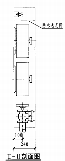 乙型带应急照明双栓室内消火栓箱(II-II剖面图)