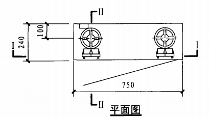 乙型带应急照明双栓室内消火栓箱(平面图)