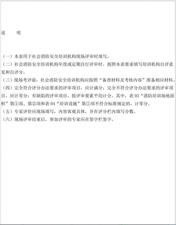 表D.1(续)社会消防安全培训机构评审表样式